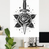 Eternal Thorn: Klassische Dagger-Rose Poster (Heimbüro)