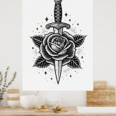 Eternal Thorn: Klassische Dagger-Rose Poster (Küche)