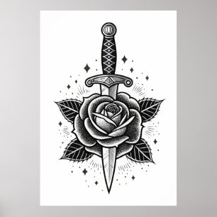Eternal Thorn: Klassische Dagger-Rose Poster