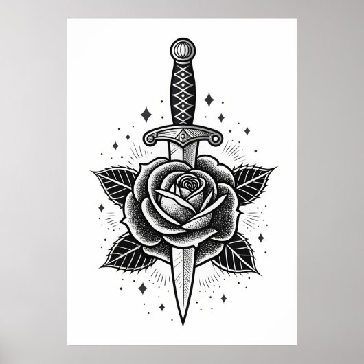Eternal Thorn: Klassische Dagger-Rose Poster (Vorne)