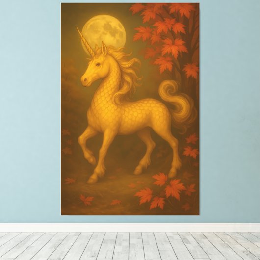 Eternal Unicorn – Premium Fine Art Portrait   Leinwanddruck (Insitu (Holzboden))