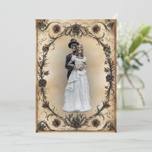 Eternal United Husband and Ehefrau Skelettons Einladung (Stehend Vorderseite)