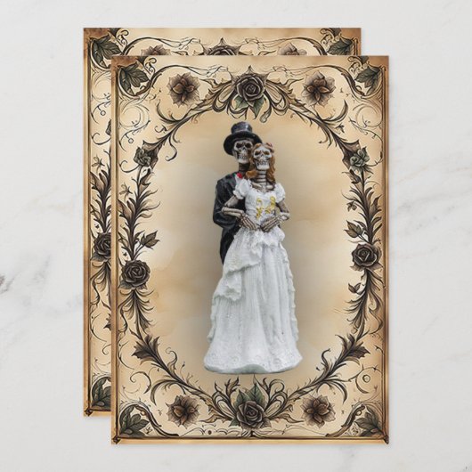 Eternal United Husband and Ehefrau Skelettons Einladung (Vorne/Hinten)