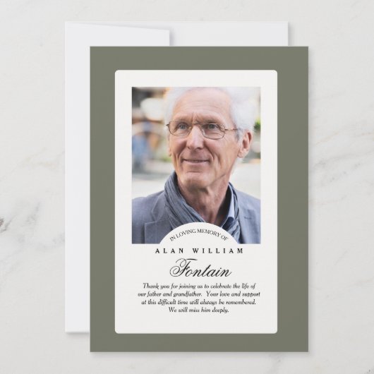 Eterner Speicher-Beileid-Foto dank Karte (Vorderseite)