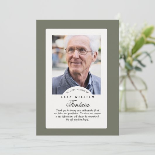 Eterner Speicher-Beileid-Foto dank Karte (Stehend Vorderseite)