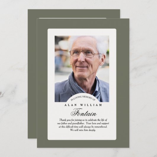 Eterner Speicher-Beileid-Foto dank Karte (Vorne/Hinten)