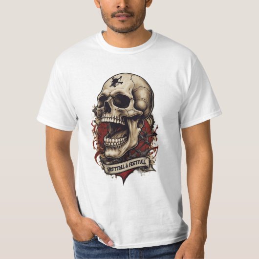 Eterner Wächter Skull Tattoo T - Shirt (Vorderseite)