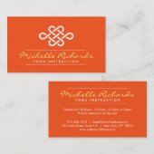 Eternity Knot Yoga Teacher, Life Coach Orange Visitenkarte (Vorne/Hinten)