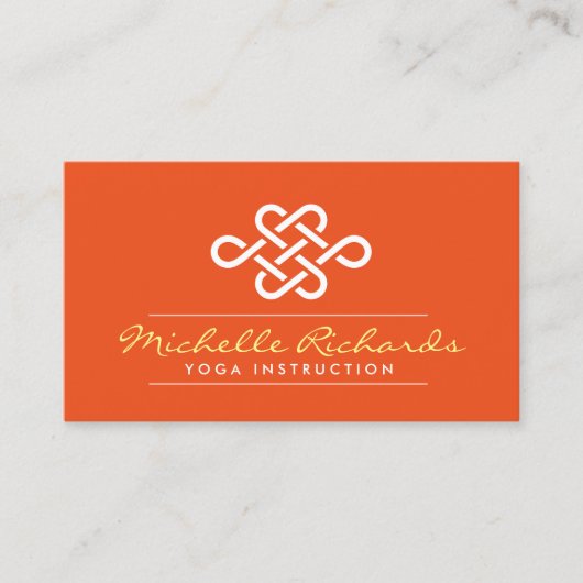 Eternity Knot Yoga Teacher, Life Coach Orange Visitenkarte (Vorderseite)