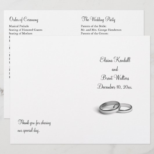 Eternity Wedding Programm (Vorne/Hinten)