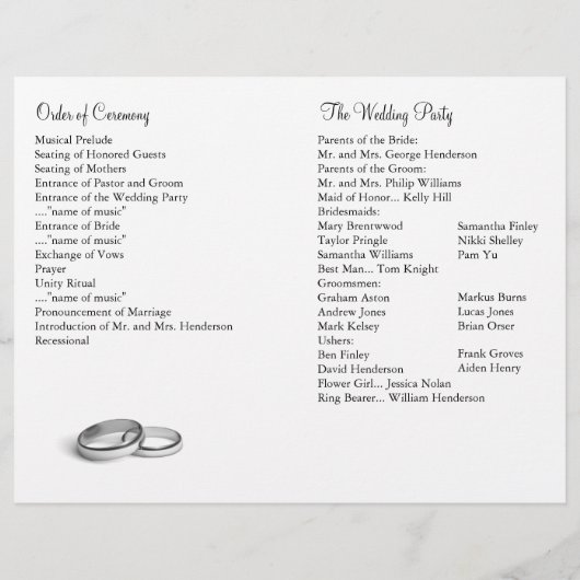 Eternity Wedding Programm (Rückseite)