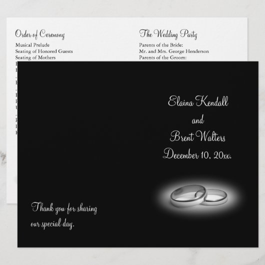 Eternity Wedding Programm (Vorne/Hinten)