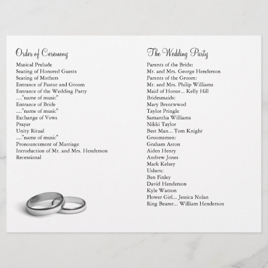 Eternity Wedding Programm (Rückseite)