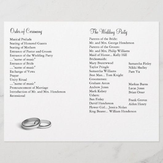 Eternity Wedding Programm (Rückseite)