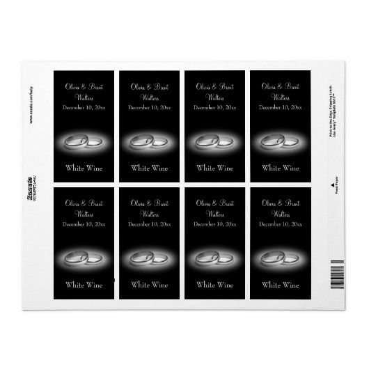 Eternity Wedding Wine Label (schwarz) (Vorne)