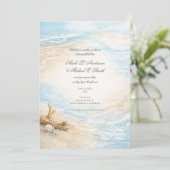 Eterntal Tides Coastal Watercolor Beach Wedding Einladung (Stehend Vorderseite)