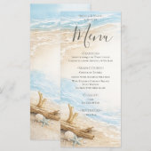 Eterntal Tides Coastal Watercolor Beach Wedding Menükarte (Vorne/Hinten)