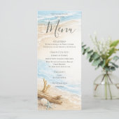 Eterntal Tides Coastal Watercolor Beach Wedding Menükarte (Stehend Vorderseite)