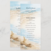 Eterntal Tides Coastal Watercolor Beach Wedding Menükarte (Vorne/Hinten)