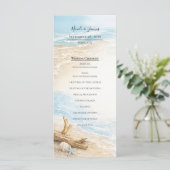 Eterntal Tides Coastal Watercolor Beach Wedding Menükarte (Stehend Vorderseite)