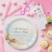 Eterntal Tides Coastal Watercolor Beach Wedding Pappteller (Party)