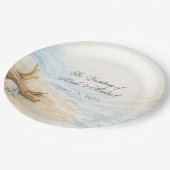 Eterntal Tides Coastal Watercolor Beach Wedding Pappteller (Schrägansicht)