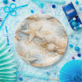 Eterntal Tides Coastal Watercolor Beach Wedding Pappteller (Party)