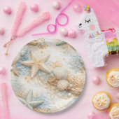 Eterntal Tides Coastal Watercolor Beach Wedding Pappteller (Party)