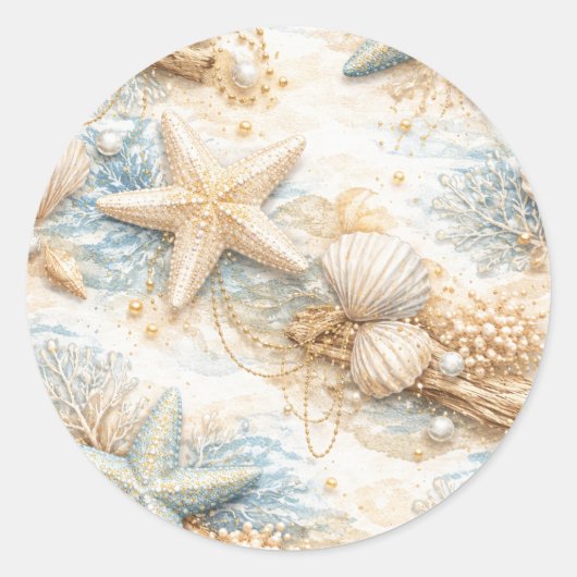 Eterntal Tides Coastal Watercolor Beach Wedding Runder Aufkleber (Vorderseite)