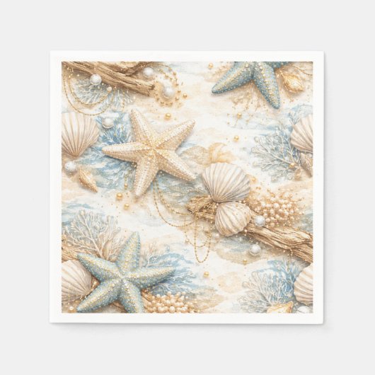 Eterntal Tides Coastal Watercolor Beach Wedding Serviette (Vorderseite)