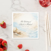 Eterntal Tides Coastal Watercolor Beach Wedding Serviette (Beispiel)