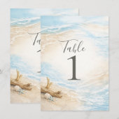 Eterntal Tides Coastal Watercolor Table Number Einladung (Vorne/Hinten)