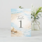 Eterntal Tides Coastal Watercolor Table Number Einladung (Stehend Vorderseite)