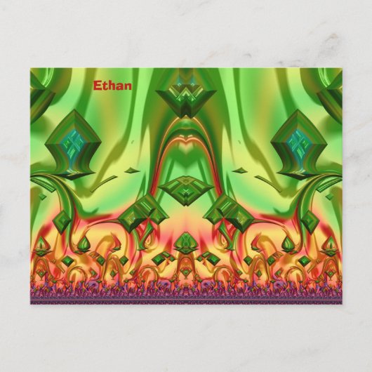ETHAN ~ 3D-Designmuster ~ Weihnachtsfarben~ Postkarte (Vorderseite)