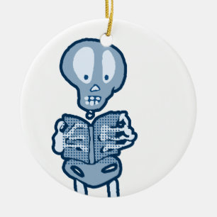 Ethan-Literaturskelett mit Buch Keramik Ornament