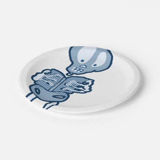 Ethan-Literaturskelett mit Buch Pappteller (Schrägansicht)