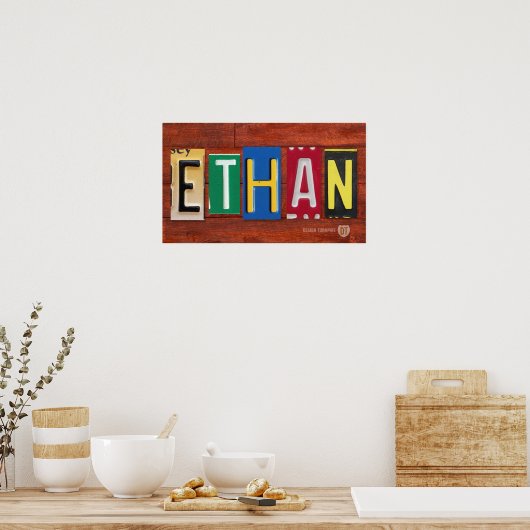 ETHAN-Lizenzplakette Name Eigenes Zeichen Poster (Küche)