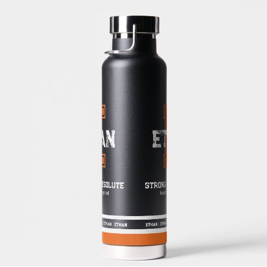 Ethan-Name bedeutet Sport-Monogramm-Orange Trinkflasche (Rechts)
