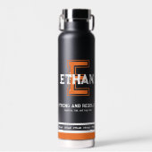 Ethan-Name bedeutet Sport-Monogramm-Orange Trinkflasche (Vorne)