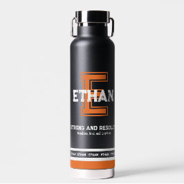 Ethan-Name bedeutet Sport-Monogramm-Orange Trinkflasche