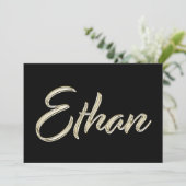 Ethan Name white gold Handwriting Karte (Stehend Vorderseite)