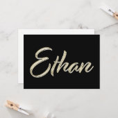 Ethan Name white gold Handwriting Karte (Vorderseite/Rückseite Beispiel)