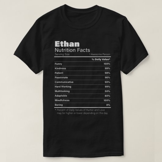 Ethan Nutrition Personalisiert Name Funny T-Shirt (Design vorne)