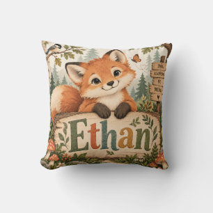 Ethan Süßer Wald Fuchs Personalisierter Name Kinde Kissen