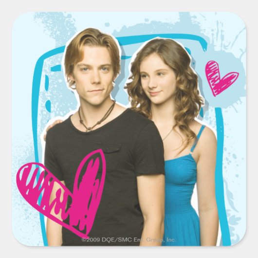 Ethan & Tara Quadratischer Aufkleber (Vorderseite)