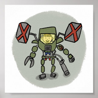 Ethan's Mech Comicbook Style Print Poster