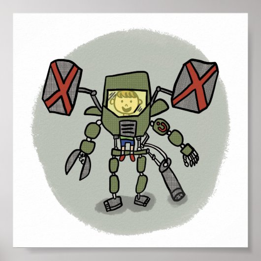 Ethan's Mech Comicbook Style Print Poster (Vorne)