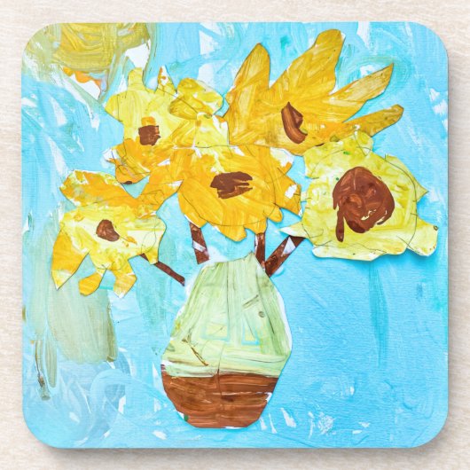 Ethan's VanGogh inspiriert Sonnenblume Getränkeuntersetzer (Vorderseite)