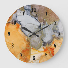 Ethereal Abstrakt Orange Grau Große Wanduhr