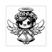 Ethereal Angelic Chibi - Engel, Halo, Blume Gummistempel (Prägung)